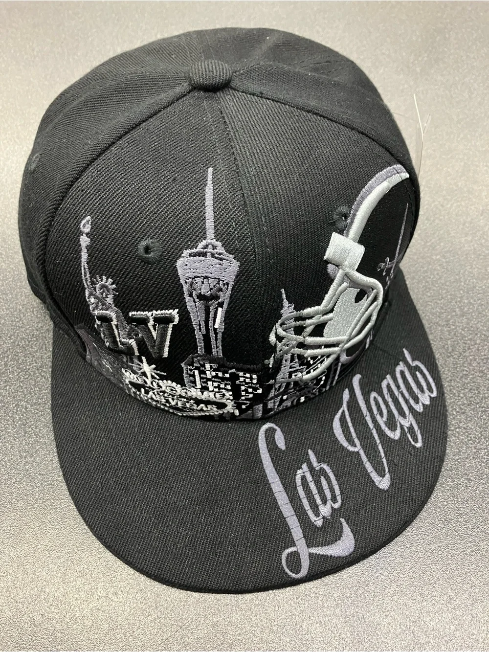 Black Las Vegas Embroidered Snapback Hat